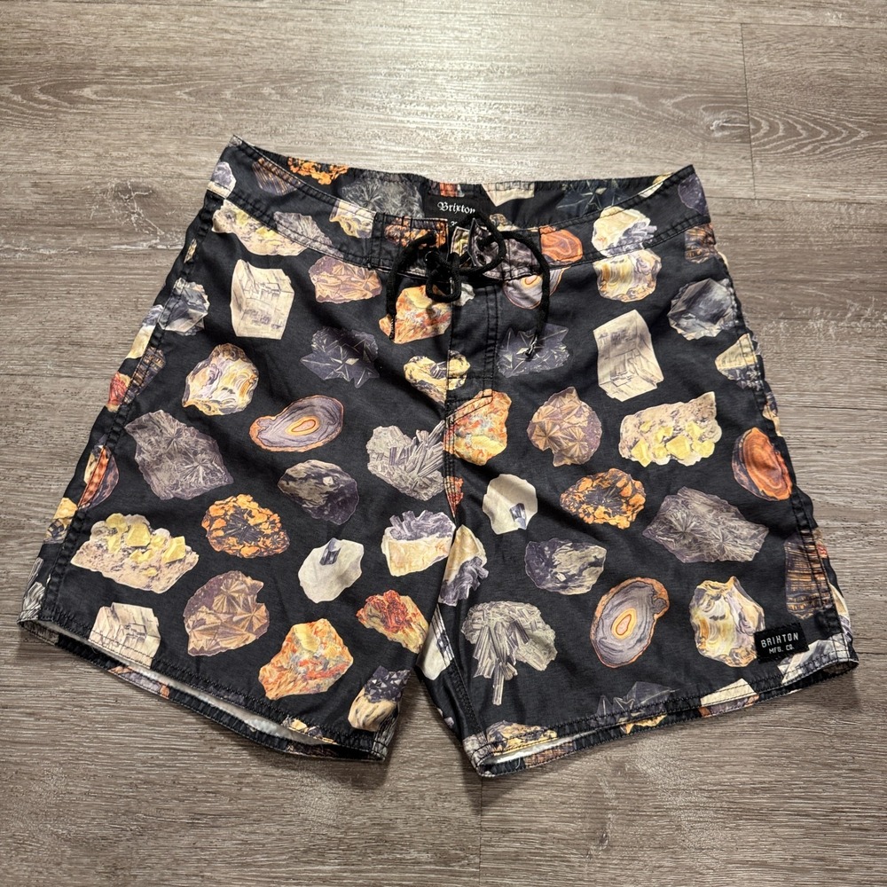 Brixton Board Shorts Mens 32 Swim Trunks Drawstring Graphic‎ All Over Print Surf